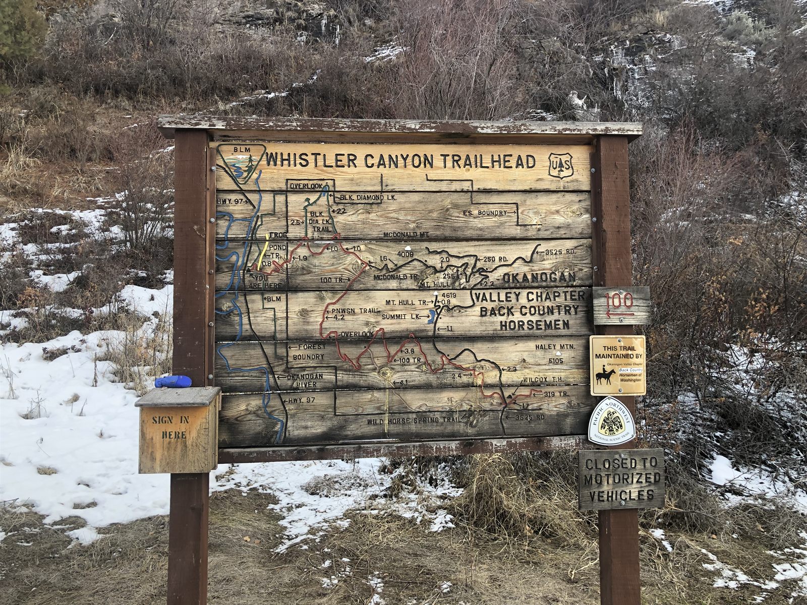 A backcountry trailhead near the property.